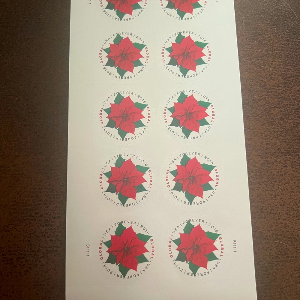 10 US Global Forever International Postage Christmas stamps